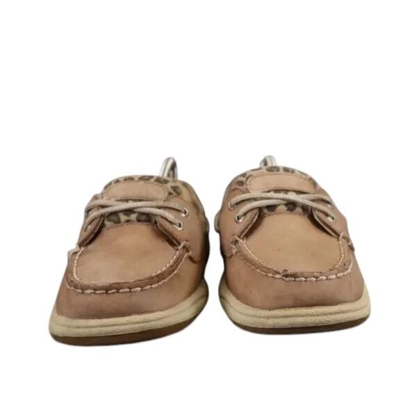 Sperry Shoes Women 9 Boat Loafer Angelfish Leather Leopard Nautical Preppy Brown - Picture 3 of 12